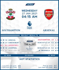 Southampton vs Arsenal 27/01/21